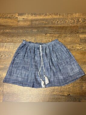 Abercrombie & Fitch Mini Skirt Blue Chambray Womens Medium Lined Elastic Waist